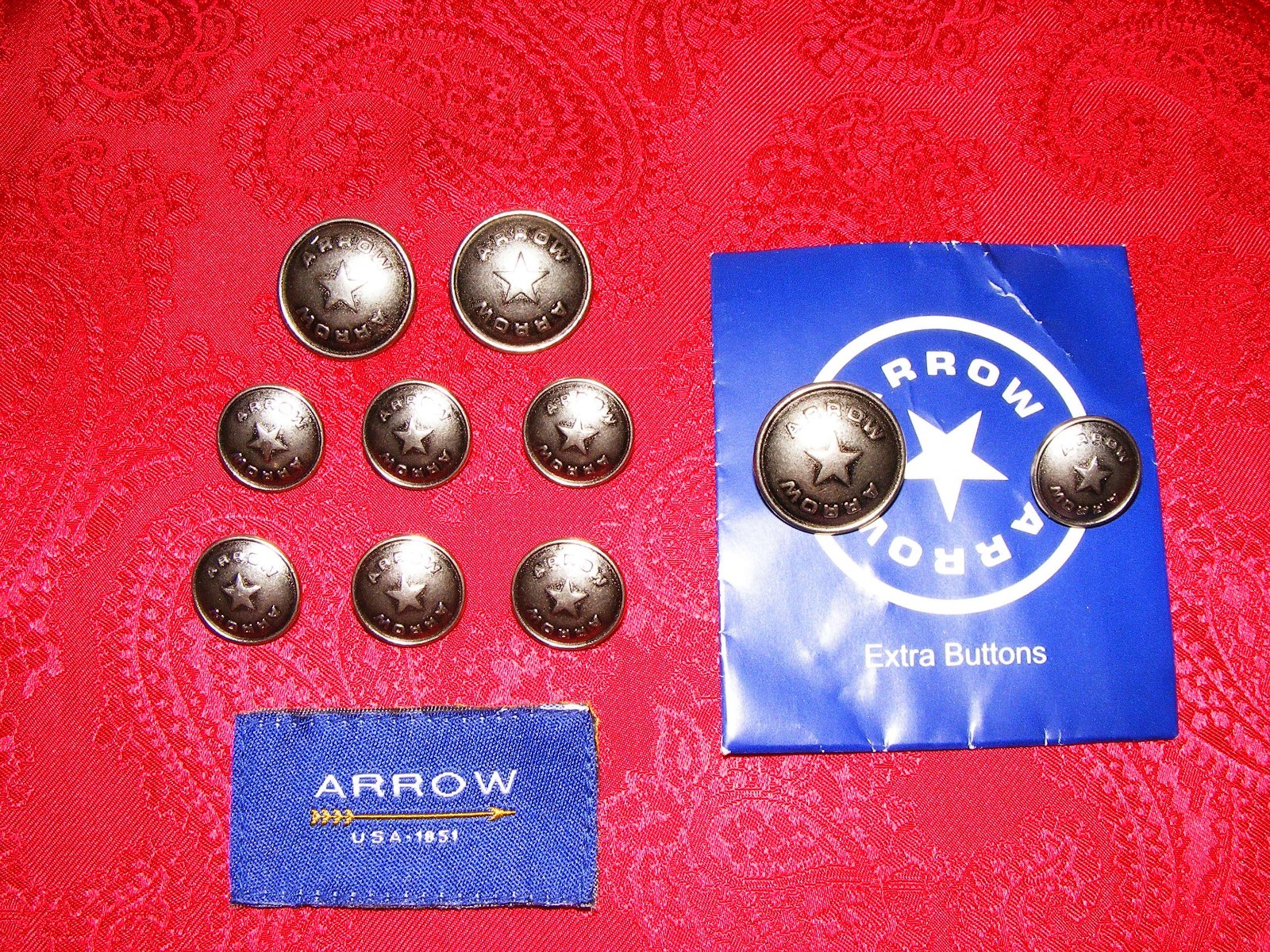 ARROW SIGNATURE STAR SHEILD REPLACEMENT BLAZER METAL FULL BUTTON SET EUC