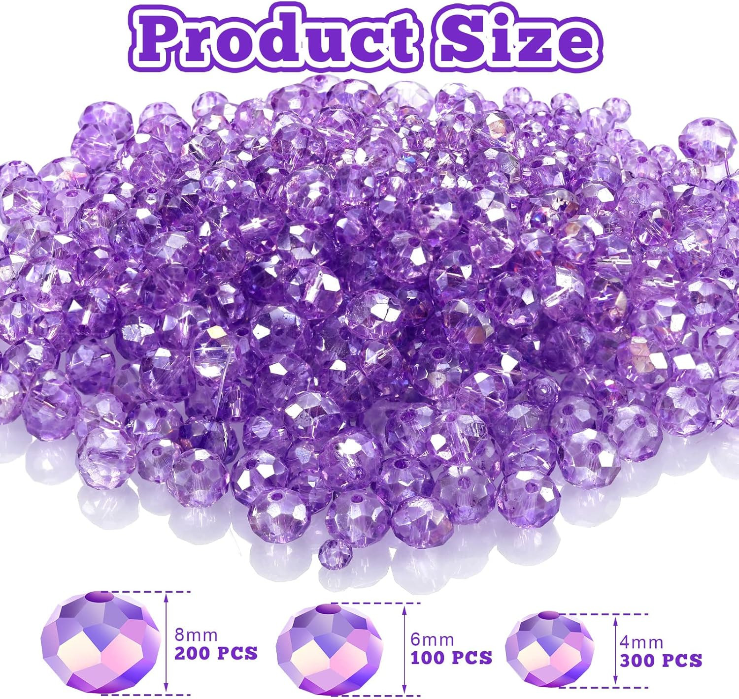WILLBOND 600 Pcs Crystal Glass Beads for Jewelry Making Bulk Suncatcher Faceted