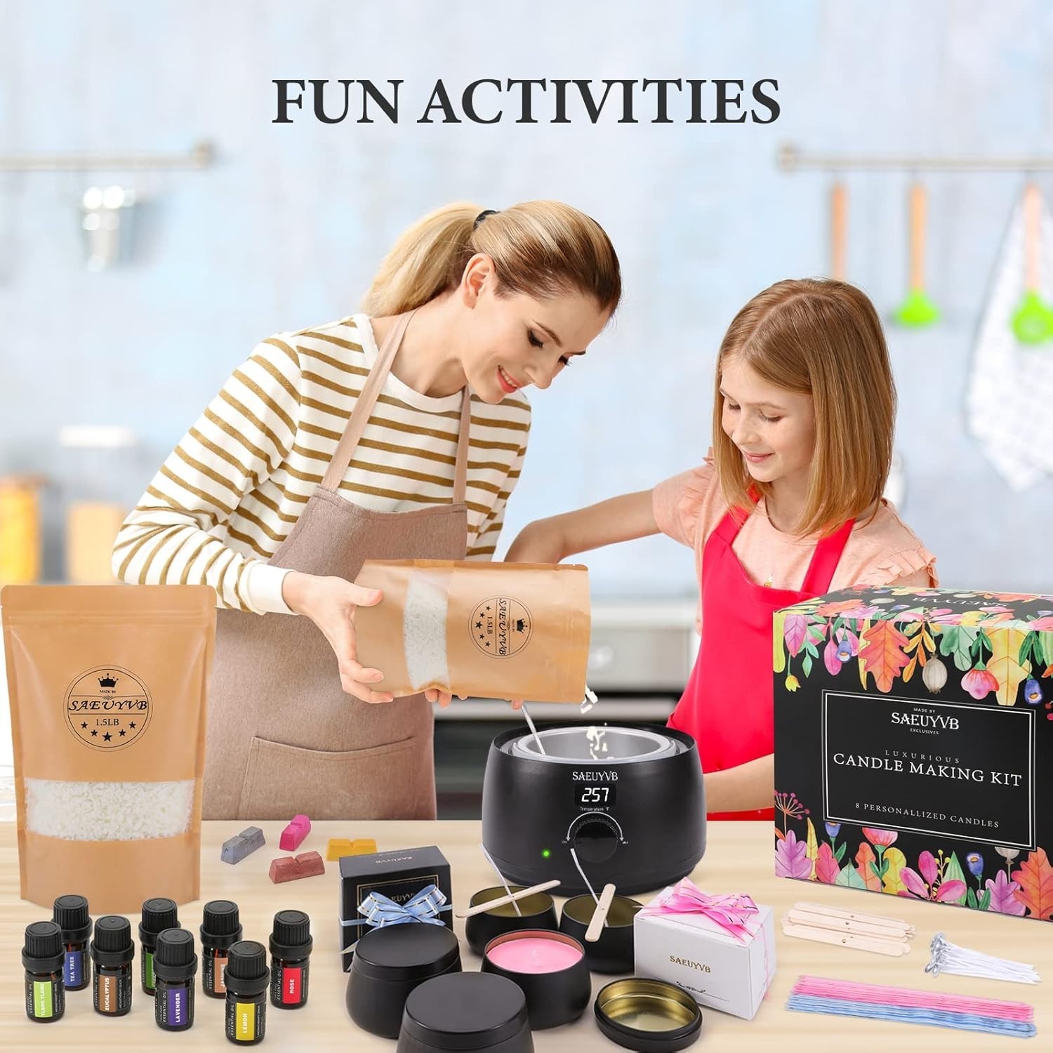 Candle Making Kit for Adults with Hot Plate, DIY Starter Soy Candle Making Su…