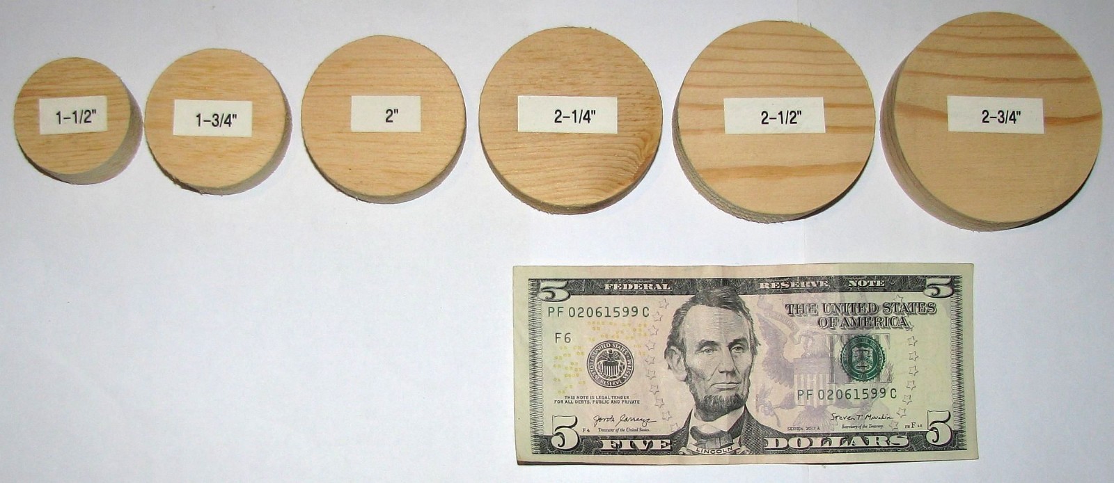Centerless Small Wood Circles Discs Rounds Pine Poplar 3/4″ Thick Unsanded