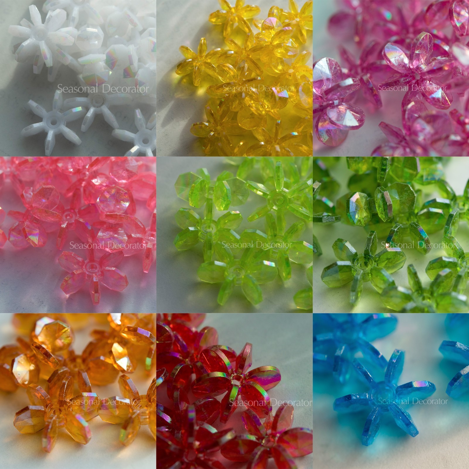 54pcs 18mm Paddle Starflake AB (Aurora Borealis) Plastic Beads (Choose COLOR)