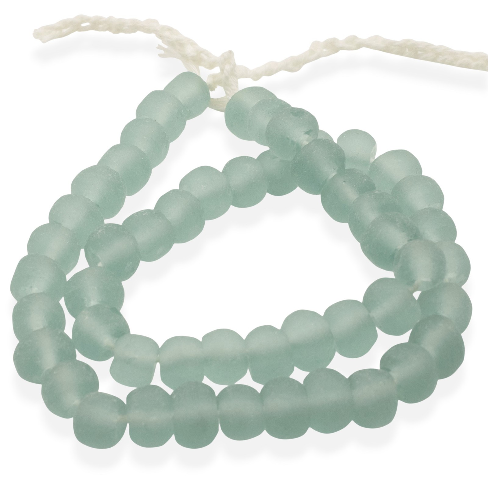 Light Green Recycled Glass Beads Sea Glass Round Rustic 8mm 50Pcs Eco Friendly