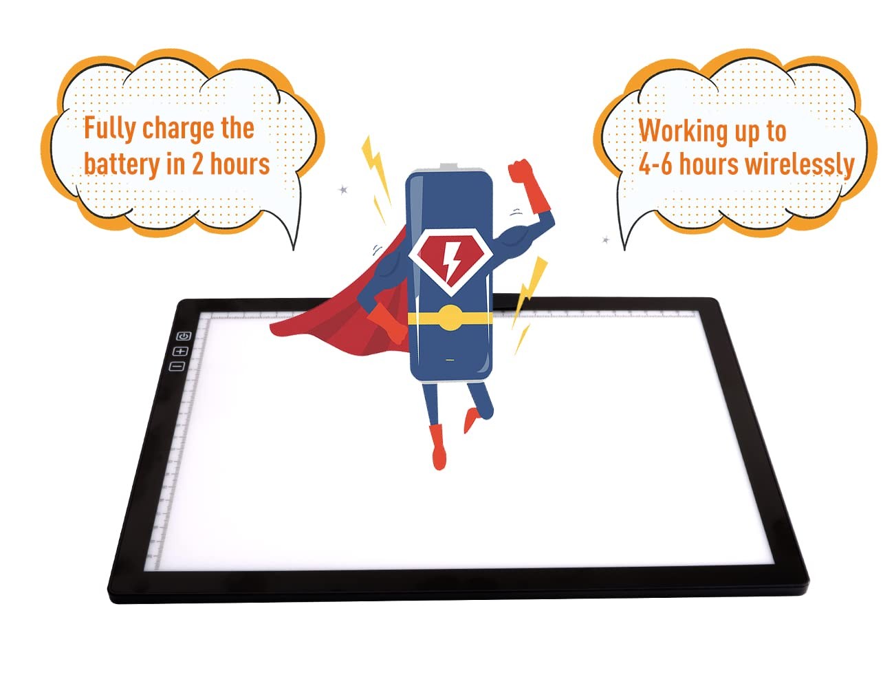 A4 Rechargeable LED Light Pad with Case, Riser Stands, 6 Brightness Levels