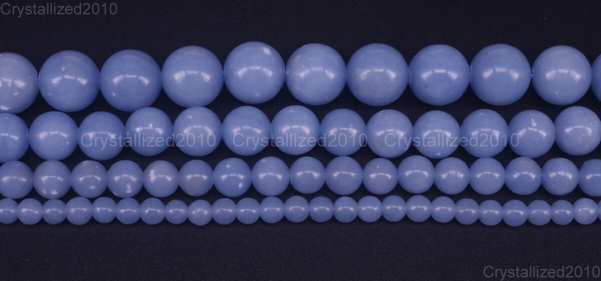Natural Angelite Blue Gemstone Round Spacer Beads 4mm 6mm 8mm 10mm 12mm 15″