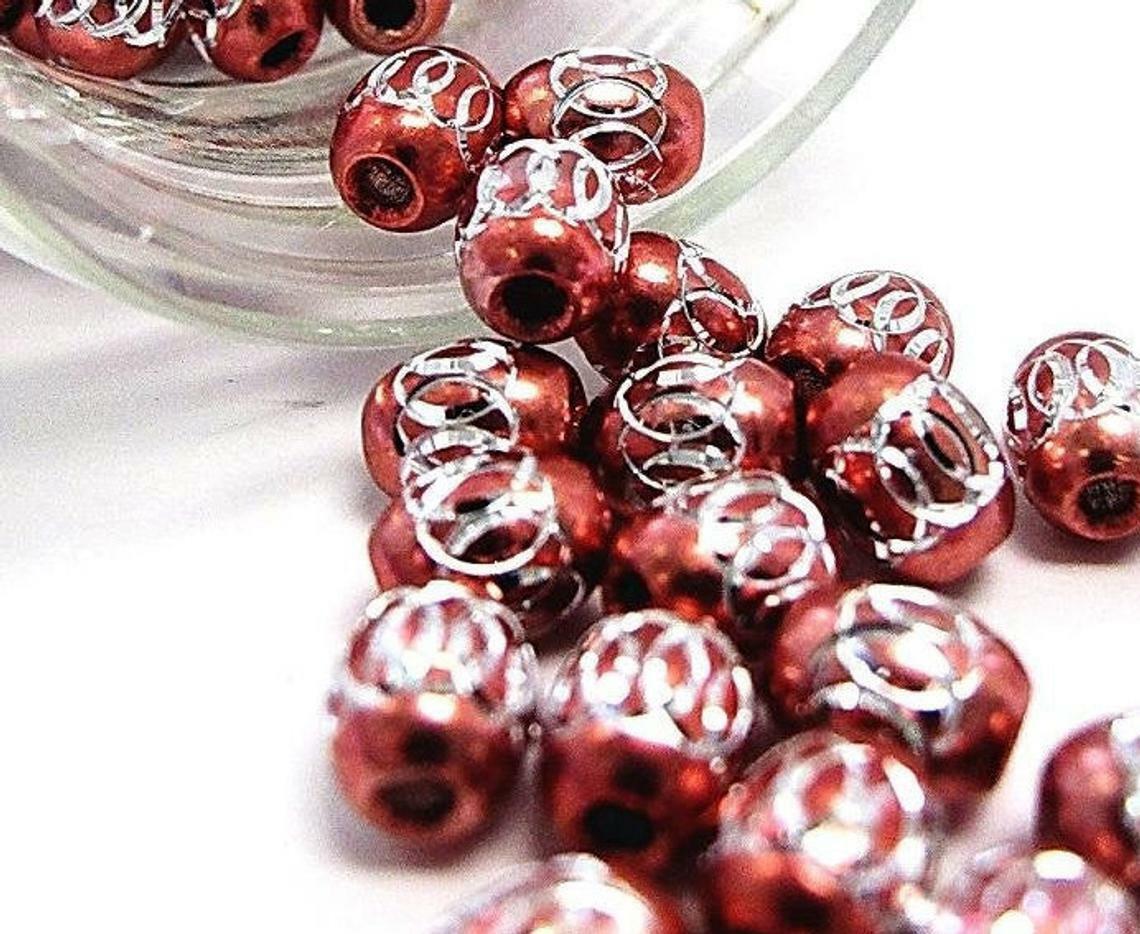 Aluminum Beads Bulk For Jewelry Making Silver Metal Beads Large Hole 200 pcs