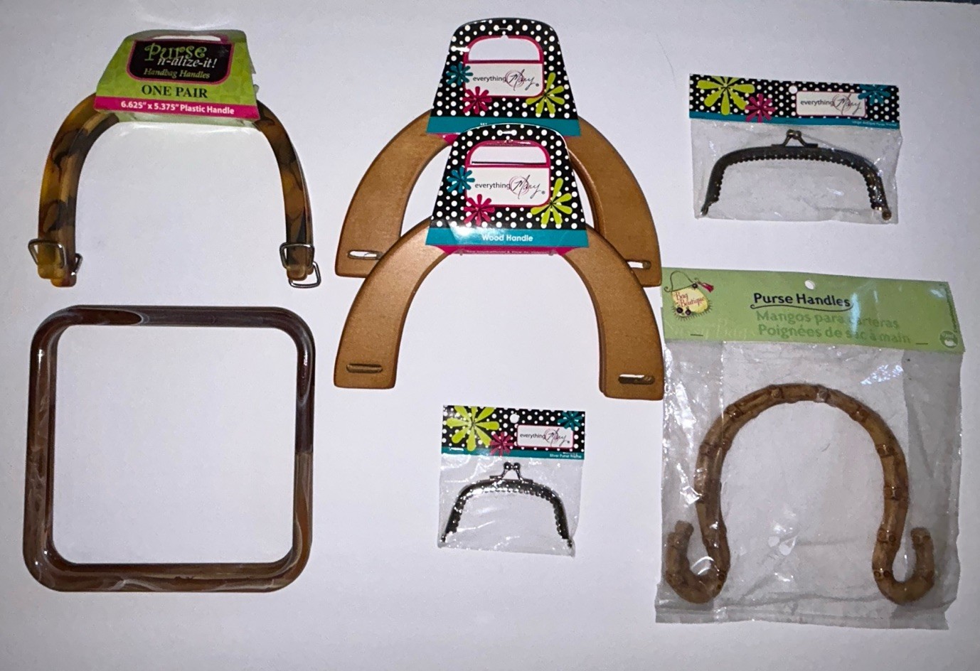 Lot Of Purse Handles Frames Wood Plastic Acrylic Metal Bag Making Craft