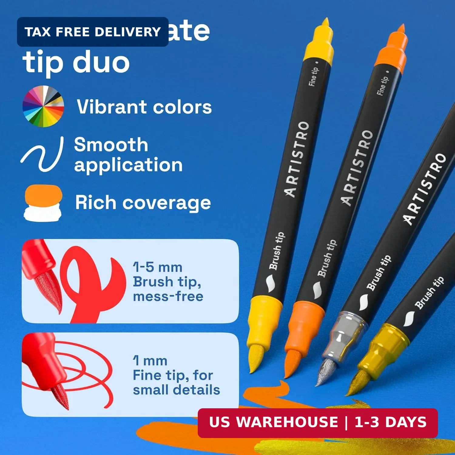 ARTISTRO 36 Acrylic Paint Markers – Paint Pens for Drawing – For Fabric, Rock, G