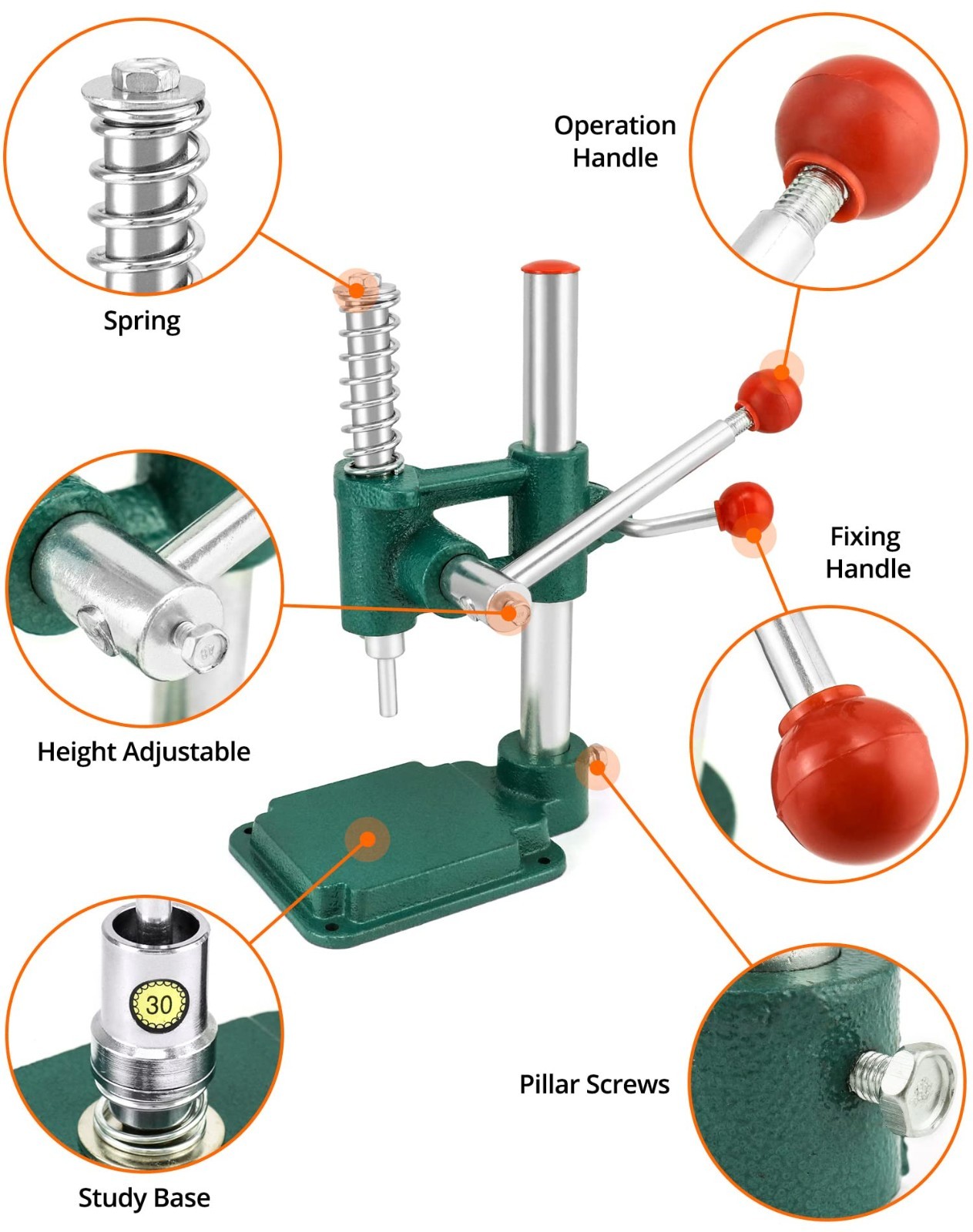 Fabric Button Maker Kit – Adjustable Press Tool for Sewing & DIY – 3 Die Sizes (