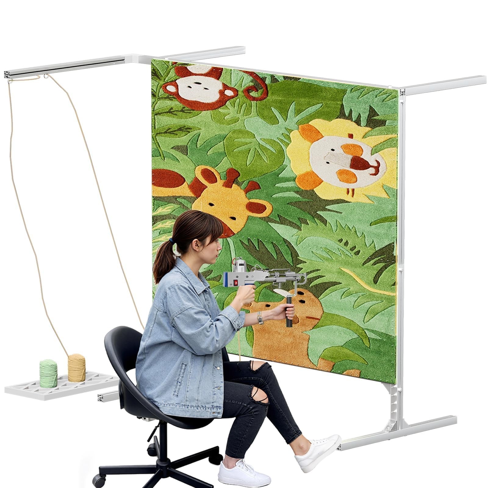 54 inch Rug Tufting Frame Kit, Aluminum Metal Frame,Primary Tufting Cloth, Ad…