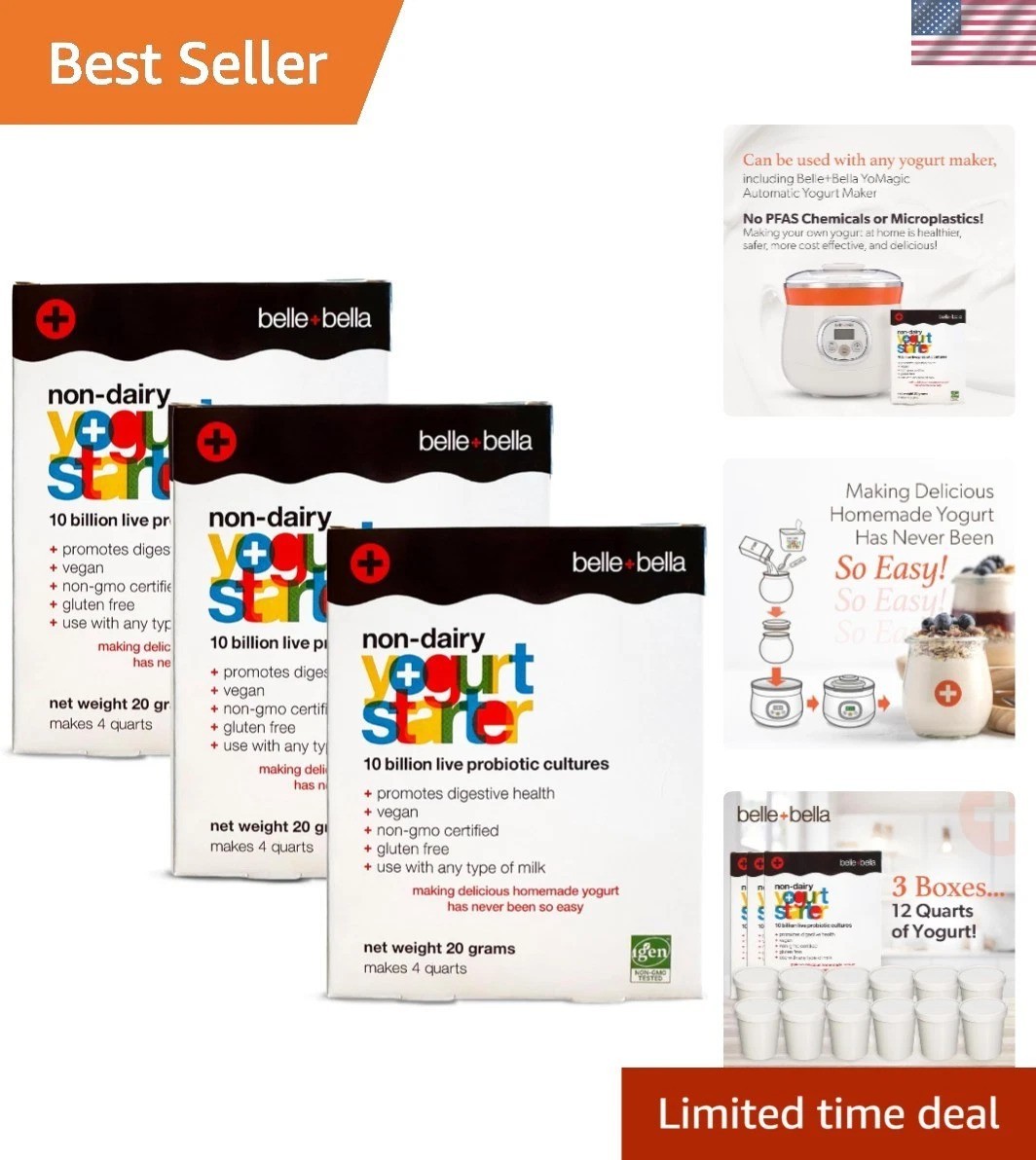 Belle + Bella Non-Dairy Yogurt Starter – Gluten Free, No Added Sugar, Non GM…