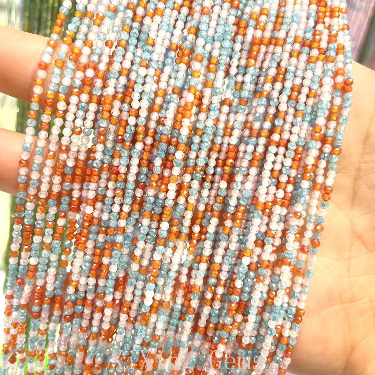 2mm Dopamine Orange Blue Faceted Mixed Natural Zircon Beads for Jewelry Making