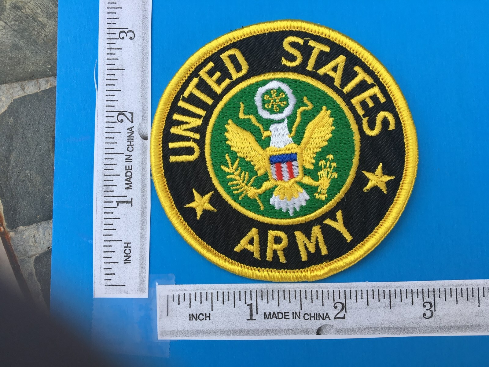 US ARMY EMBROIDERED PATCH IRON-ON SEW-ON 3″ ROUND APPLIQUE – HIGH QUALITY
