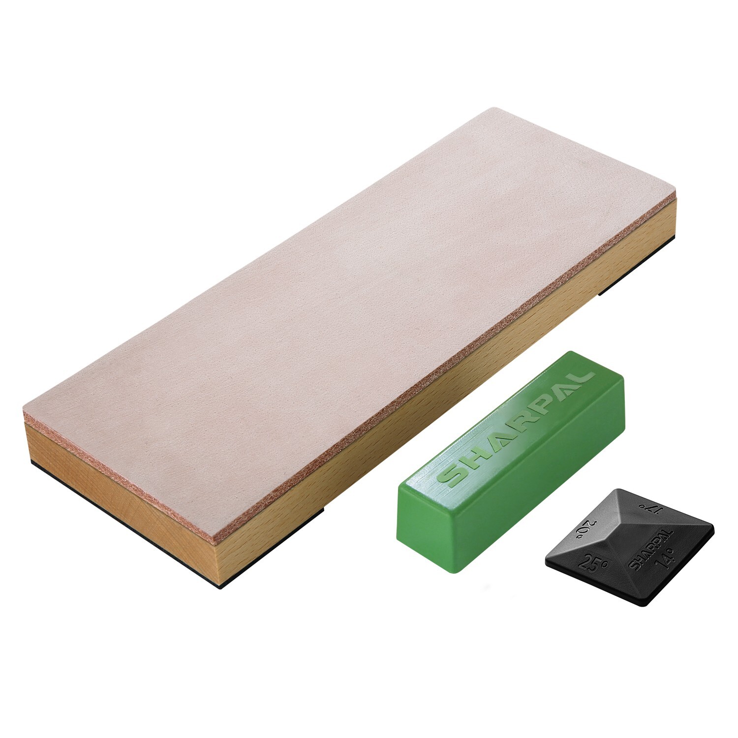 SHARPAL 8″x3″ Honing Leather Strop with 2 Oz. Polishing Compound & Angle Guide