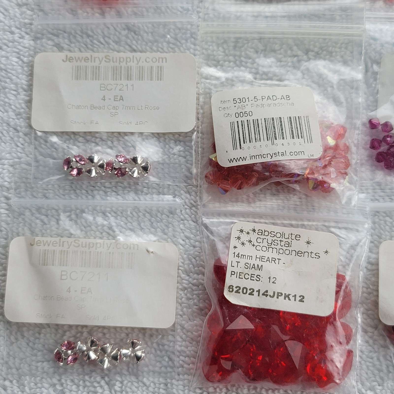 Swarovski Crystal Bead Lot Red Pink Siam AB Bicone Heart/Mixed Qty 5301 5328