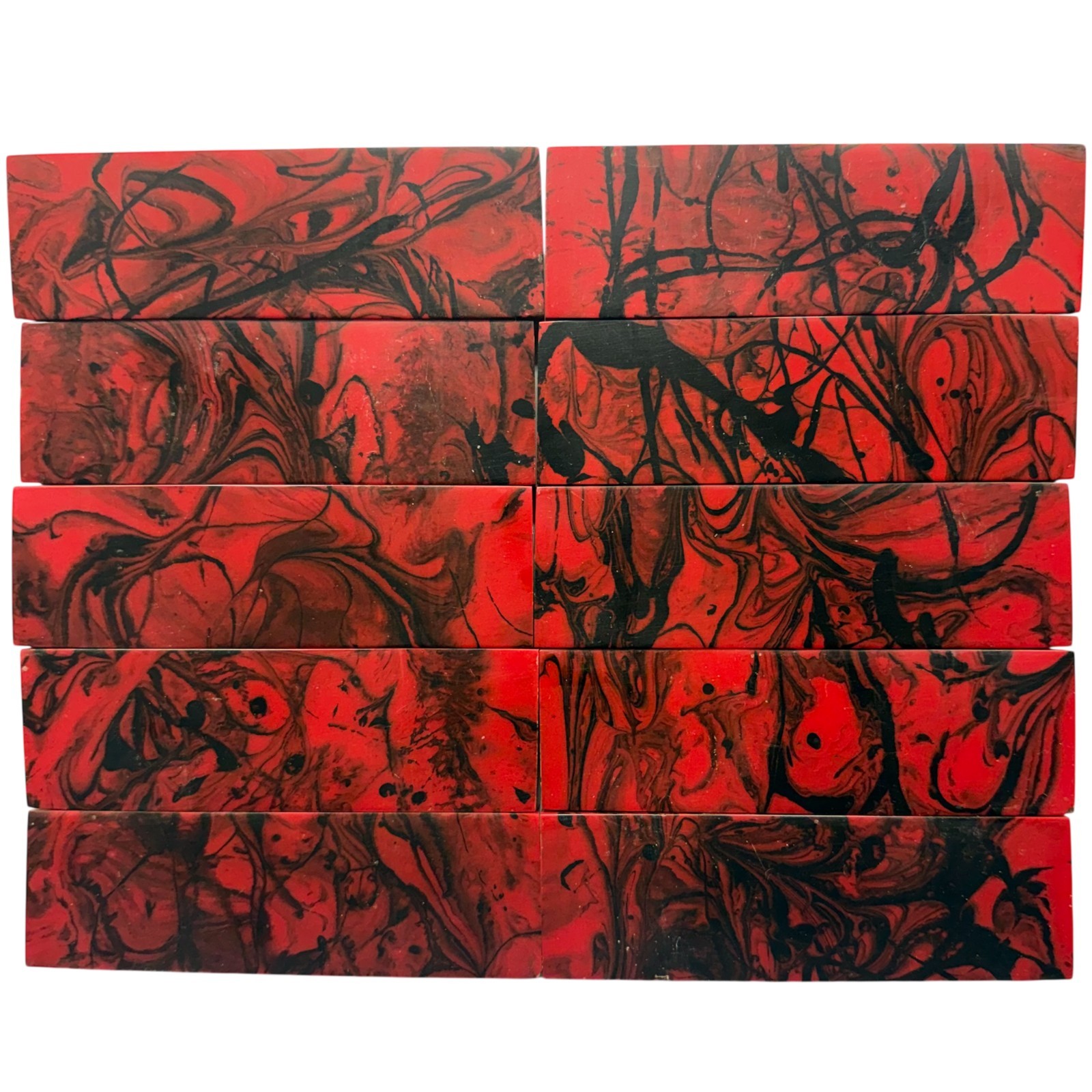 Scarlet Resin Knife Scale Blank Pair 5″ Blood Red Acrylic Crafting Material Set