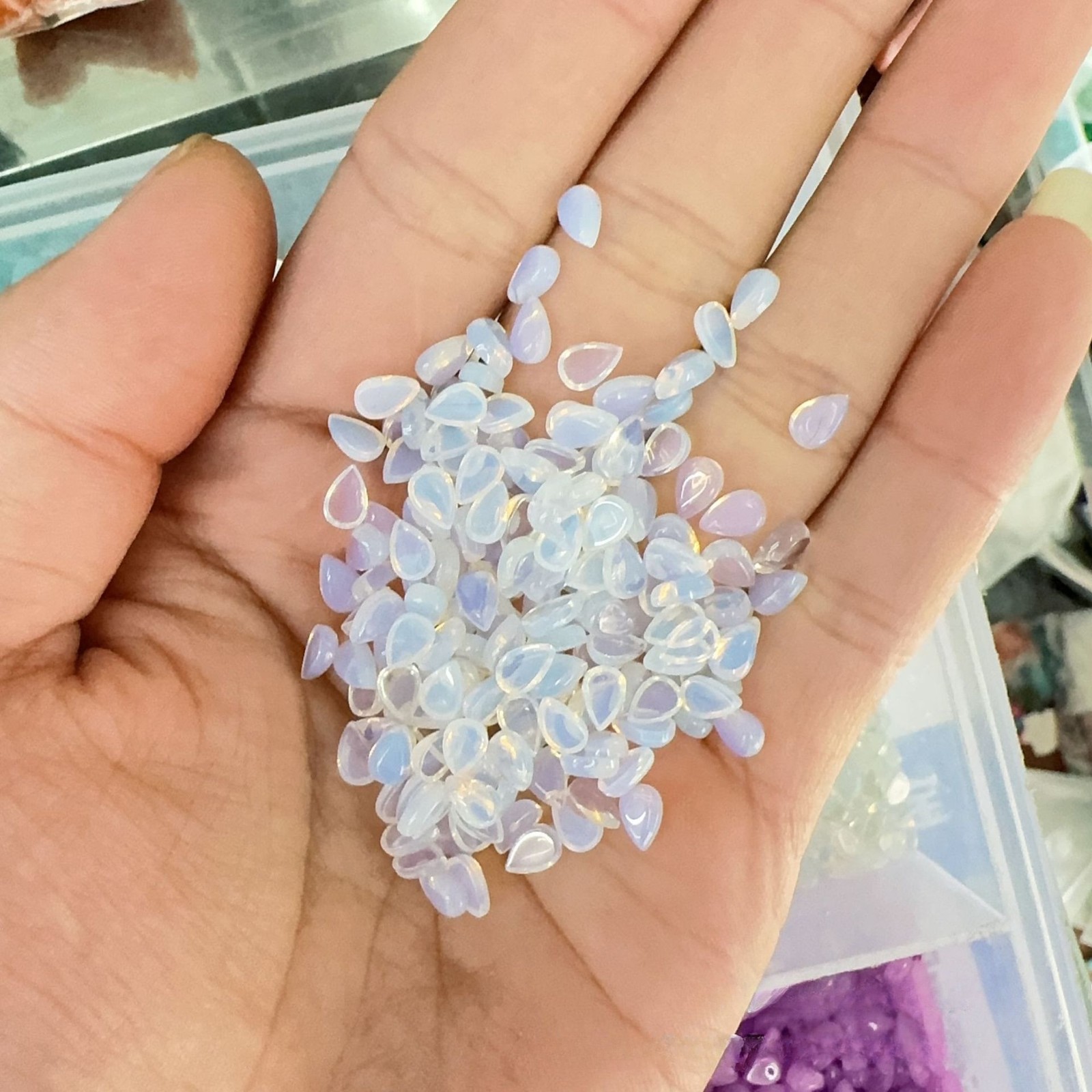 500pcs 4x6mm Artificial Opal Stone Teardrop CAB CABOCHON DIY Jewelry No Hole
