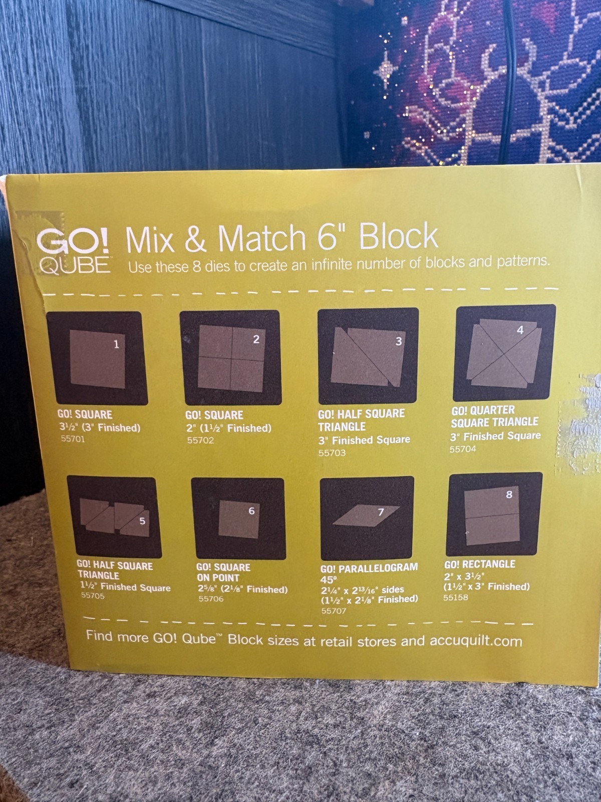 NEW Accuquilt Go! Qube Mix & Match 6″ Block fabric cutting system. Item 55775