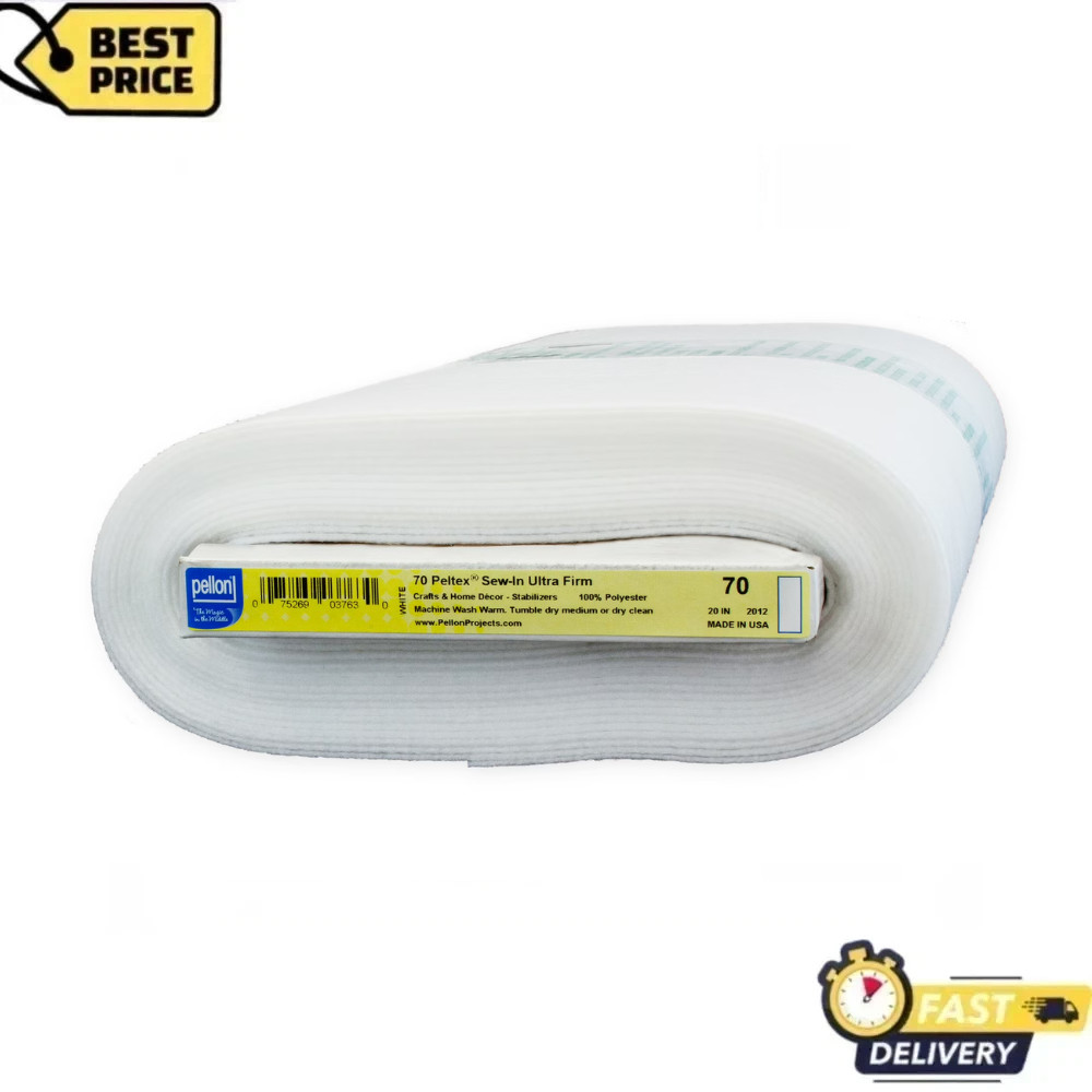 Pellon 70 Peltex Sew-in Fabric Stabilizer, White 20″ x 10 Yards by the Bolt New