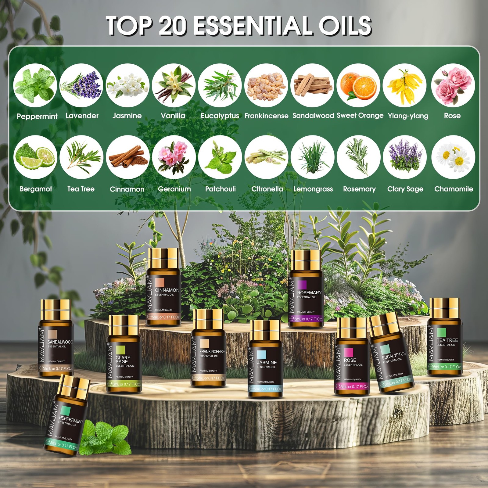 MAYJAM Tea Tree 20 Pcs Pure Essential Oil Gift Set, 3.38 Fl Oz (Pack of 1)