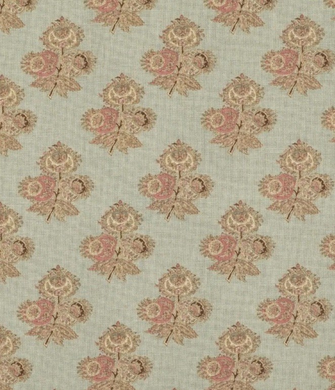 GP & J BAKER CURTAIN FABRIC ‘POPPY PAISLEY – AQUA’ 8.2 METRES COROMANDEL SMALL