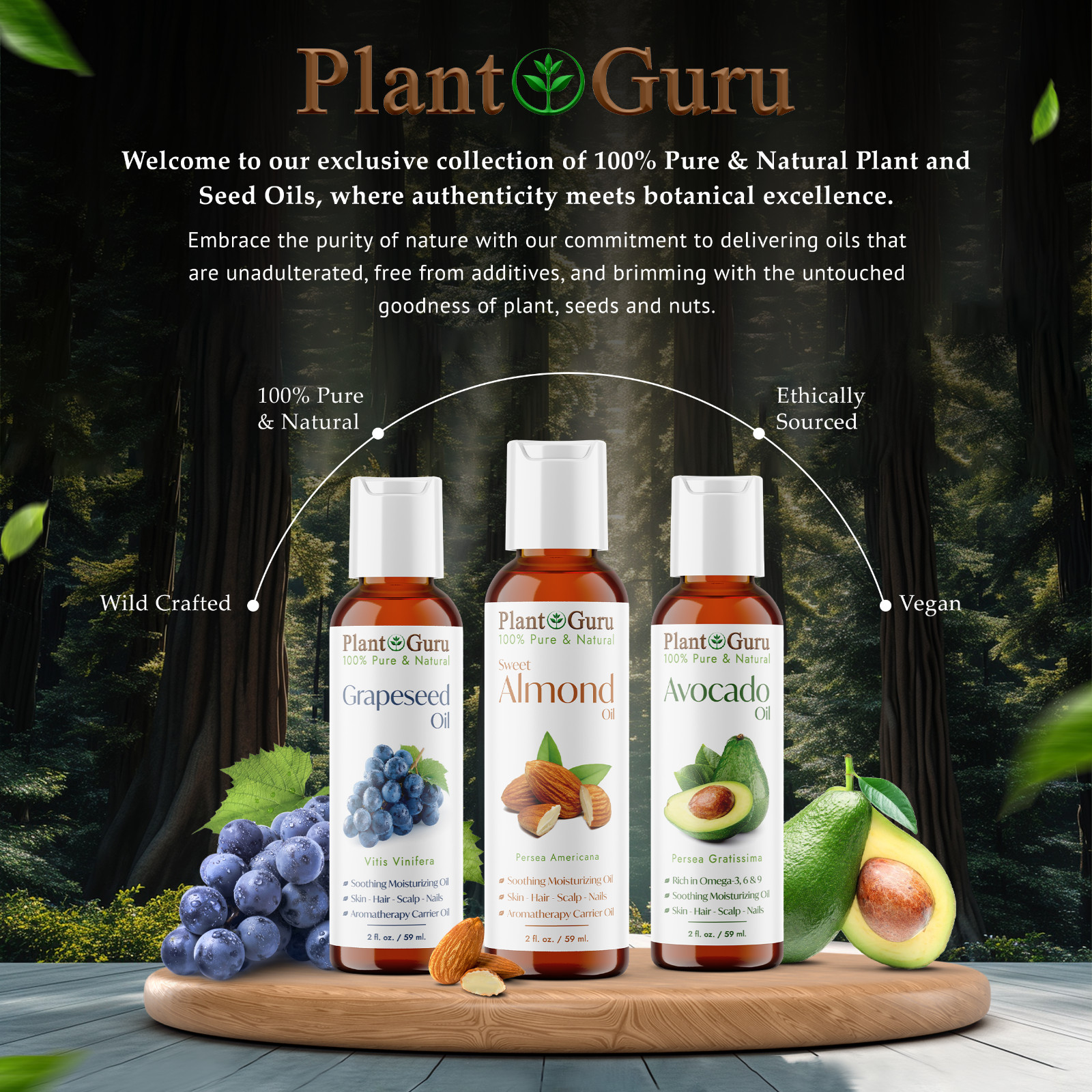 2 oz. Carrier Oil 100% Pure Natural Cold Pressed For Skin, Hair Growth, Massage