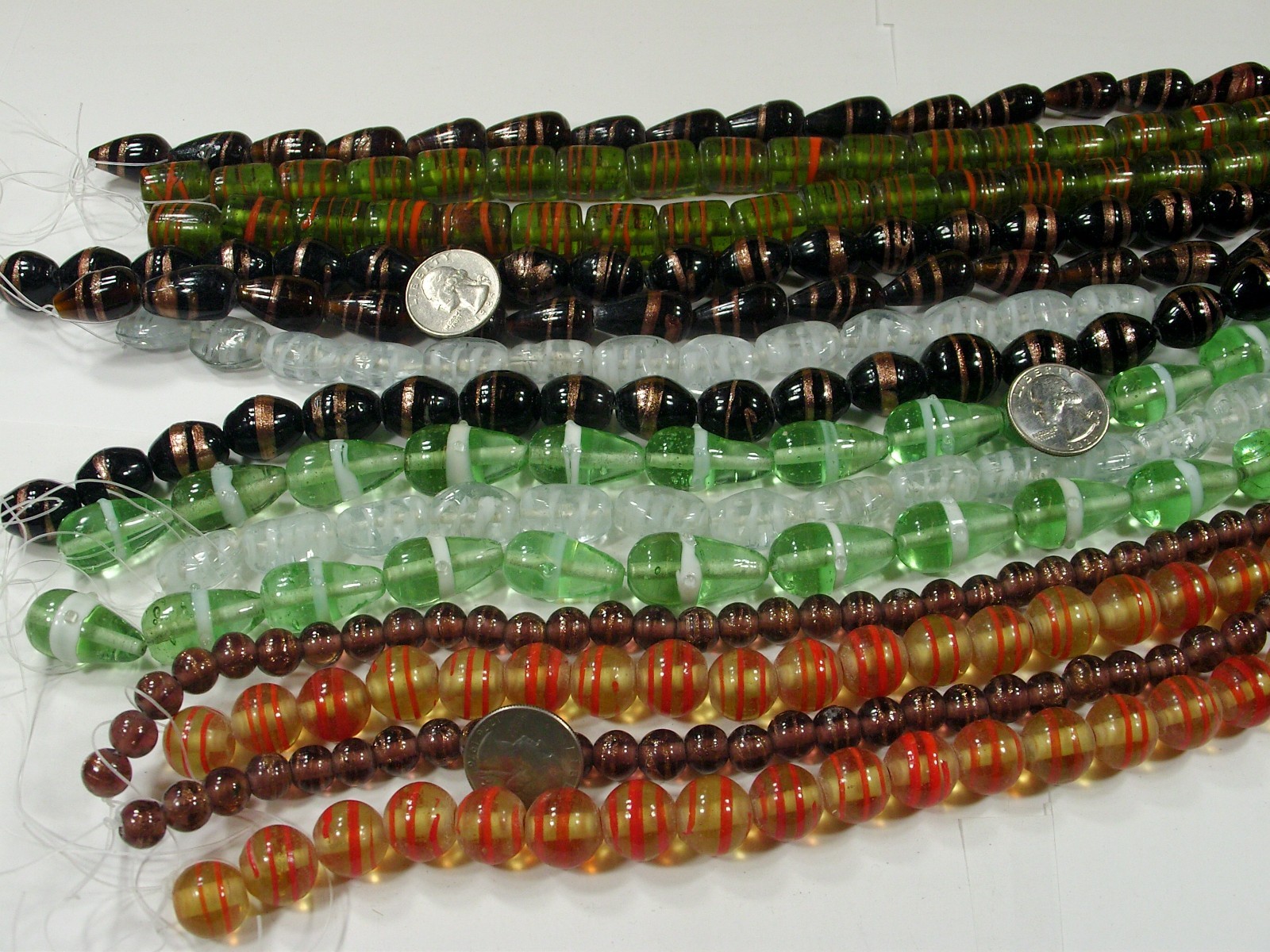 14 Strands (15″) Assorted Closeout India Handmade Glass Beads Lot (MQD-2)⭐