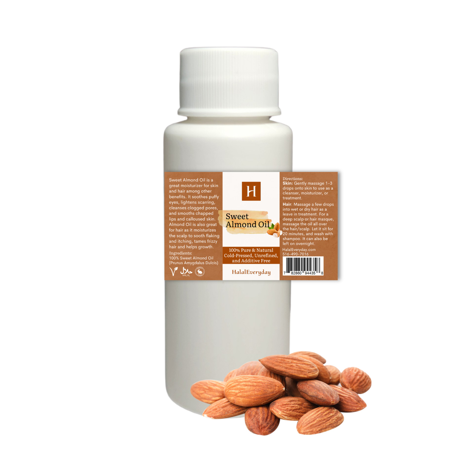 Sweet Almond Oil – 100% Pure Cold Pressed Organic Virgin For Hair Skin Massage