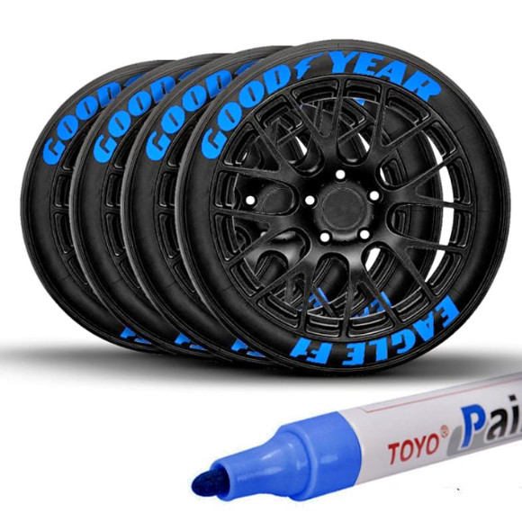 6-Pack Blue Tire Lettering Paint Pens – Waterproof Permanent Marker for Tires
