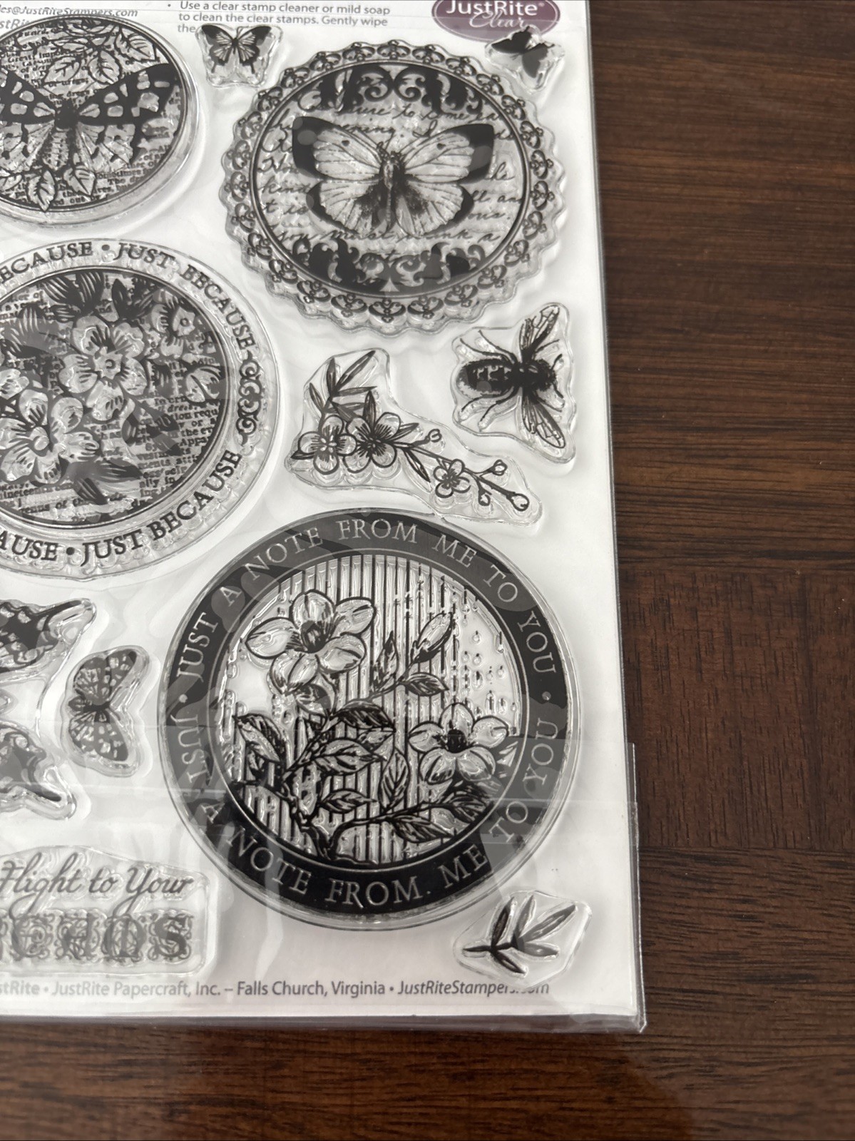justrite stamp Clear Botanical Butterflies