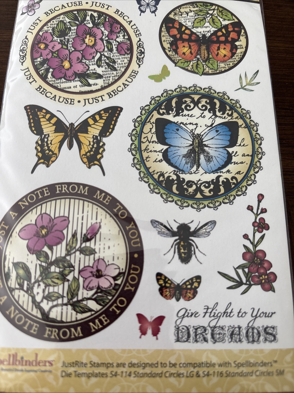 justrite stamp Clear Botanical Butterflies