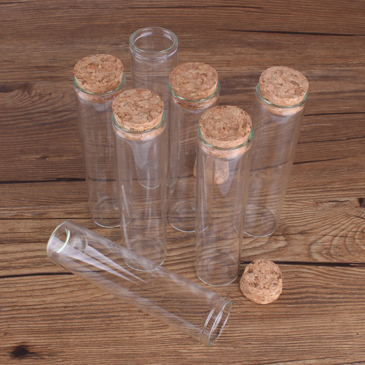 15ml-100ml Small Glass Test Tube with Cork Stopper Bottles Jars Vials 24 pieces