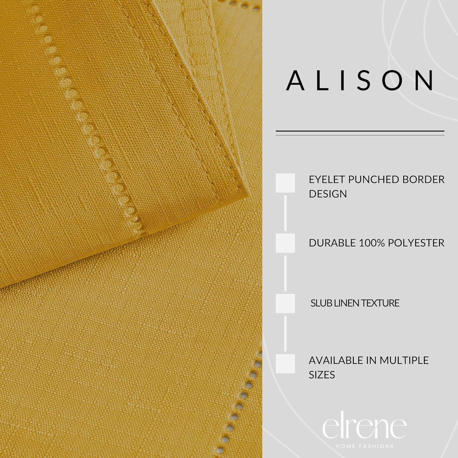 Home Fashions Alison Eyelet Border Design Wrinkle Resistant Fabric Tablecloth, 5
