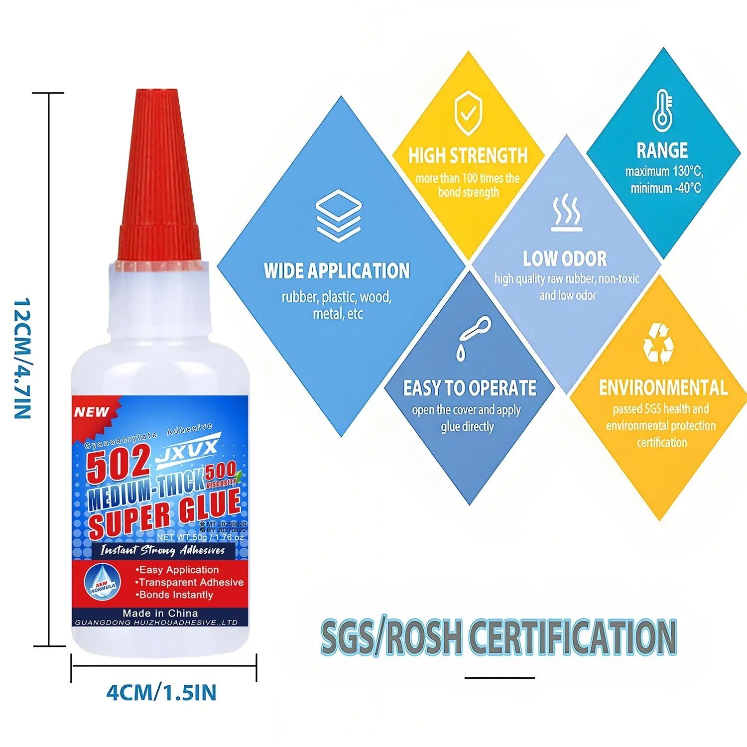 502 50g Super Glue Extra Strong Fast Instant Adhesive Metal Plastic Wood Glass