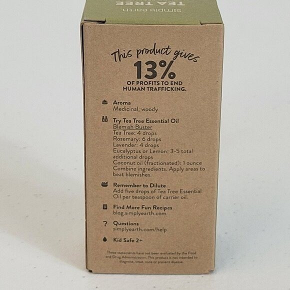 Simply Earth Tea Tree Essential Oil 15ml 100% Pure Oil Natural Therapeutic Grade