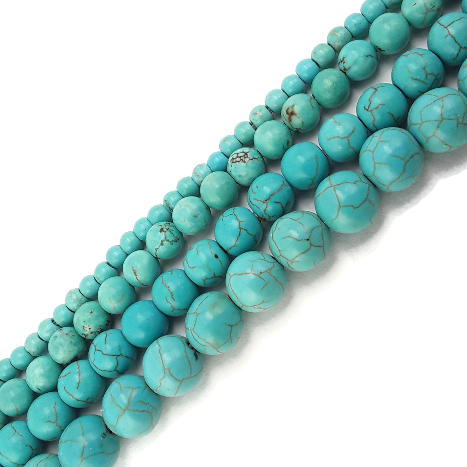 Blue Howlite Turquoise Smooth Round Beads 4mm 6mm 8mm 10mm 12mm 15.5″ Strand