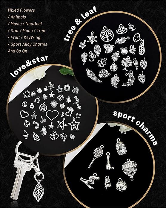300 Pcs Wholesale Bulk Tibetan Silver Jewelry Charms – Mixed Smooth Pendants for