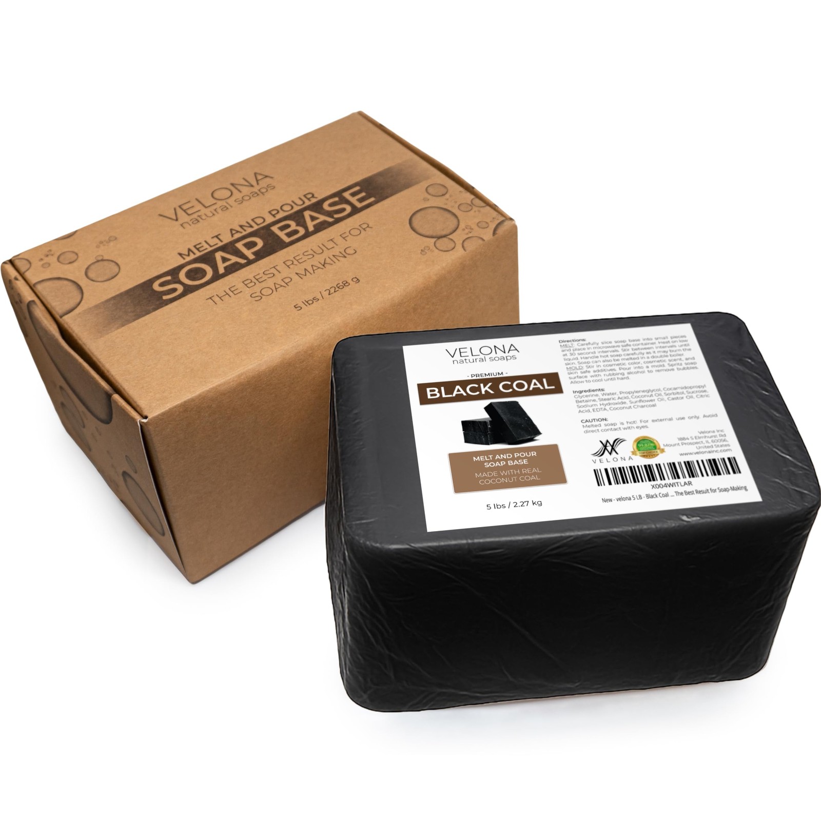 Velona 5 Lb – Black Coal Soap Base Sls/Sles Melt And Pour Natural Bars For The