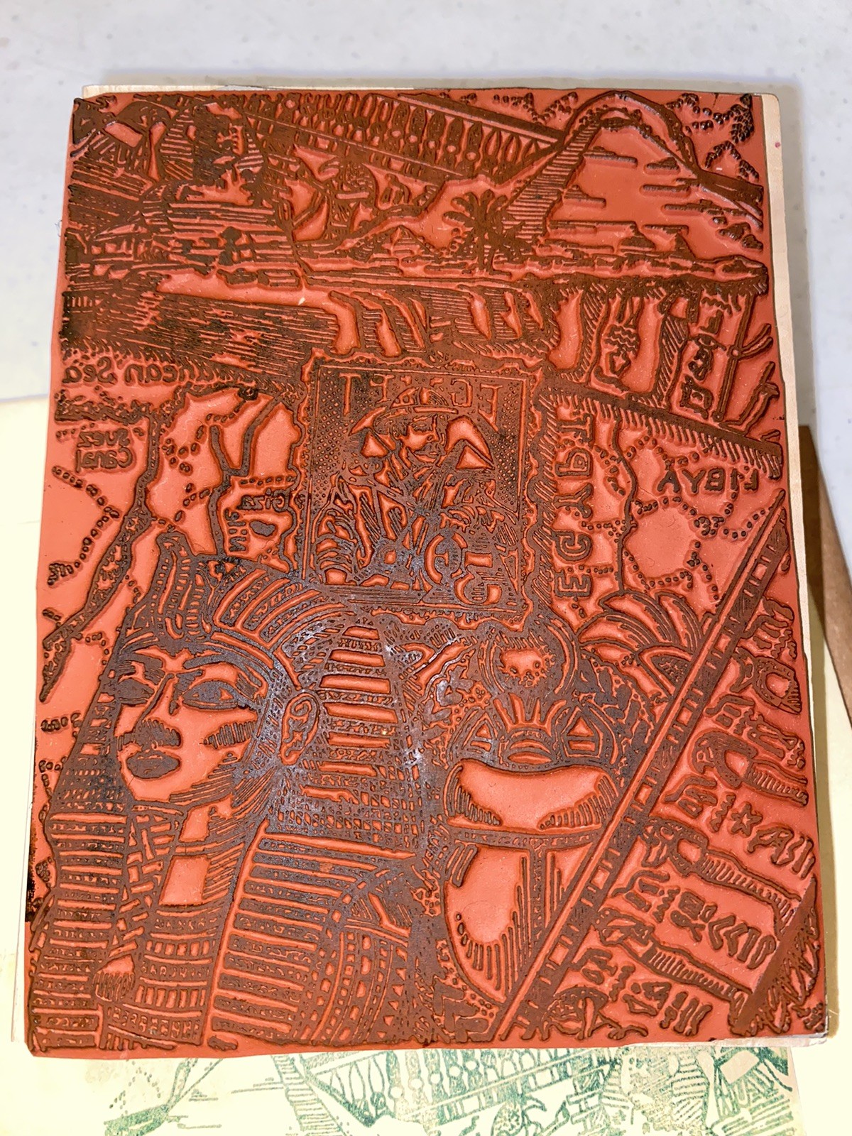 The Great Sphinx Egyptian Hieroglyphics Suez Canal Rubber Wood Stamp Egypt Libya