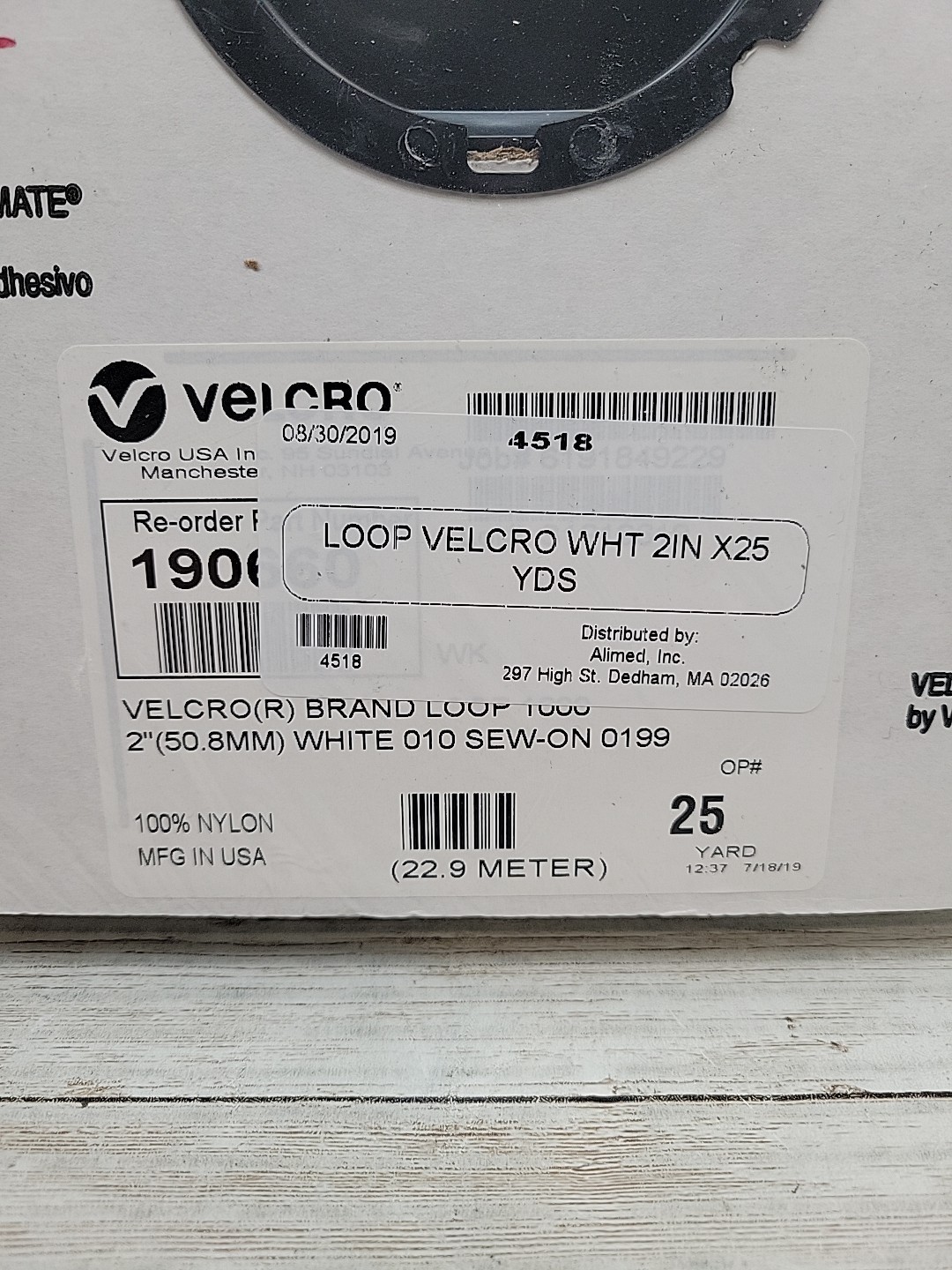 VELCRO® Brand 190660 Loop 1000, 2″ X 25 yds, WHITE, 010 Sew-On 0199 NEW