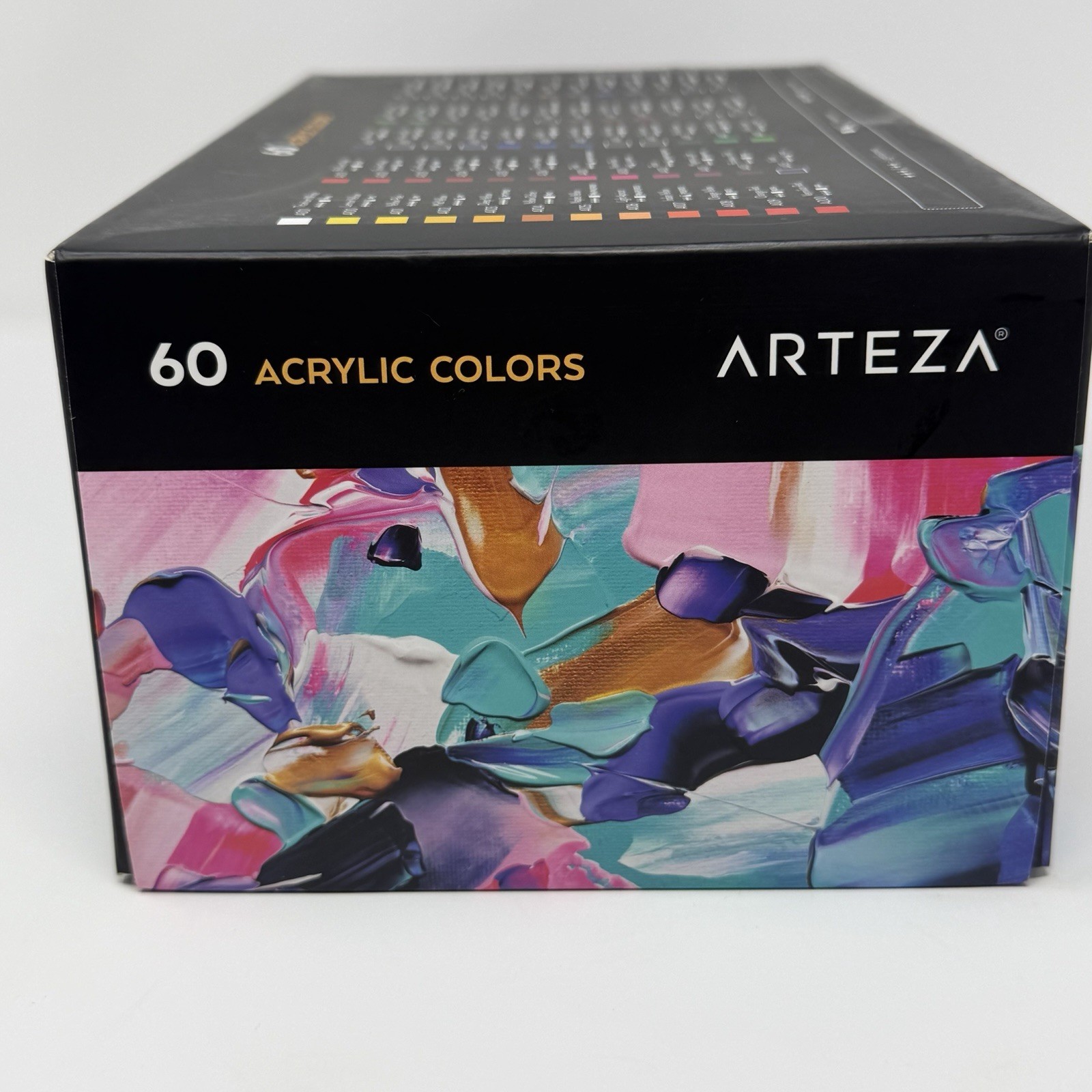 Arteza Acrylic Paint, Set of 60 Colors/Tubes (0.74 oz, 22 ml) with Storage Box
