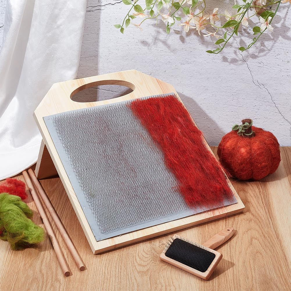 15.5X12.4Inch Wool Blending Board Carding Brush Set, Fiber Blending Board with 1