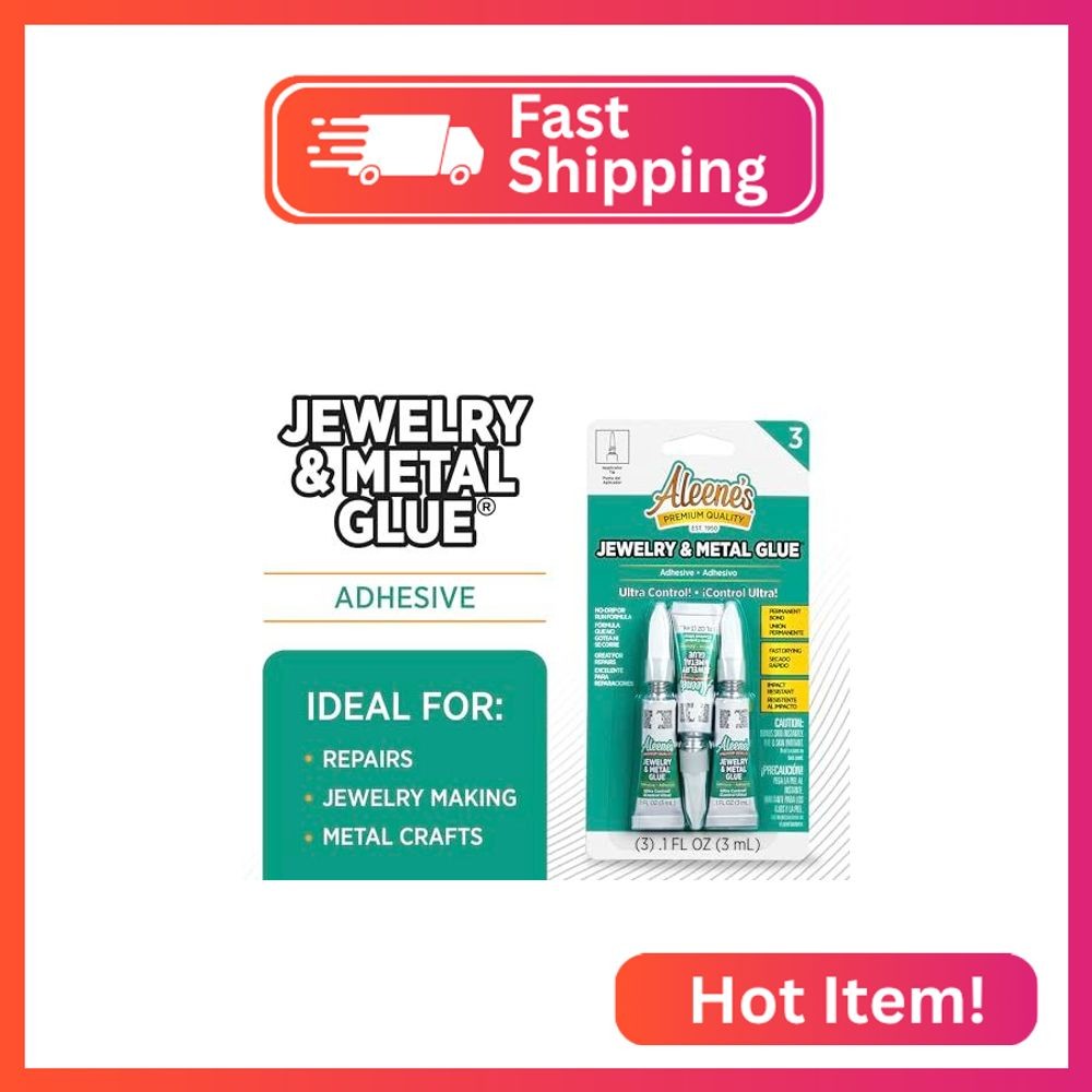 Aleene’s Jewelry & Metal Glue, 0.1 oz 3-Pack – Instant Adhesive, Permanent Bond,