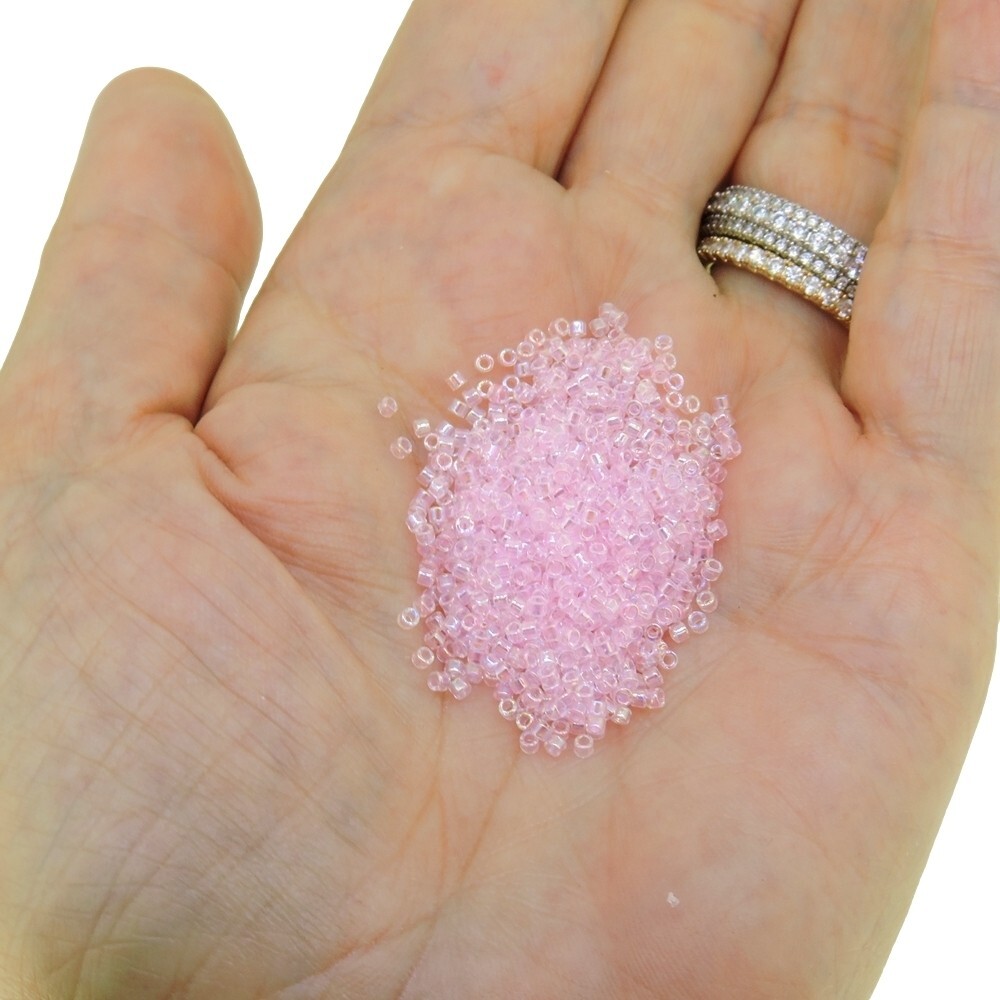 DB071 Miyuki Delica Seed Beads, Size 11/0 Soft Pink Lined Crystal AB 7GM Tube