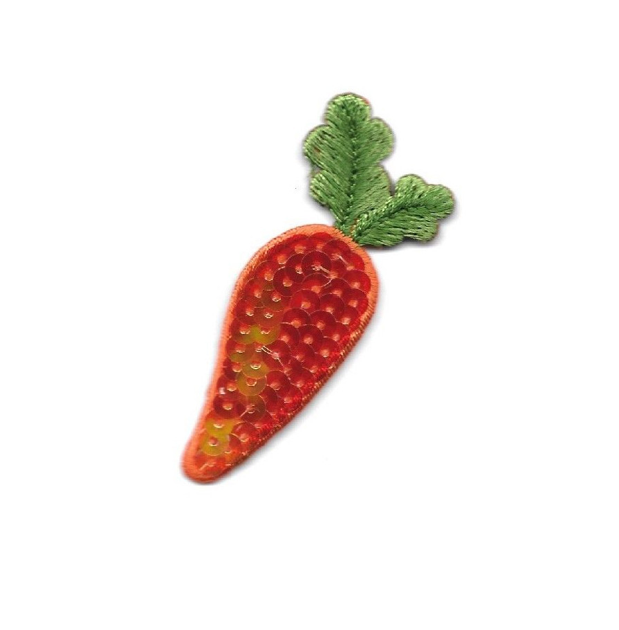 Carrot – Vegetable – Food – Sequins – Embroidered Iron On Applique Patch