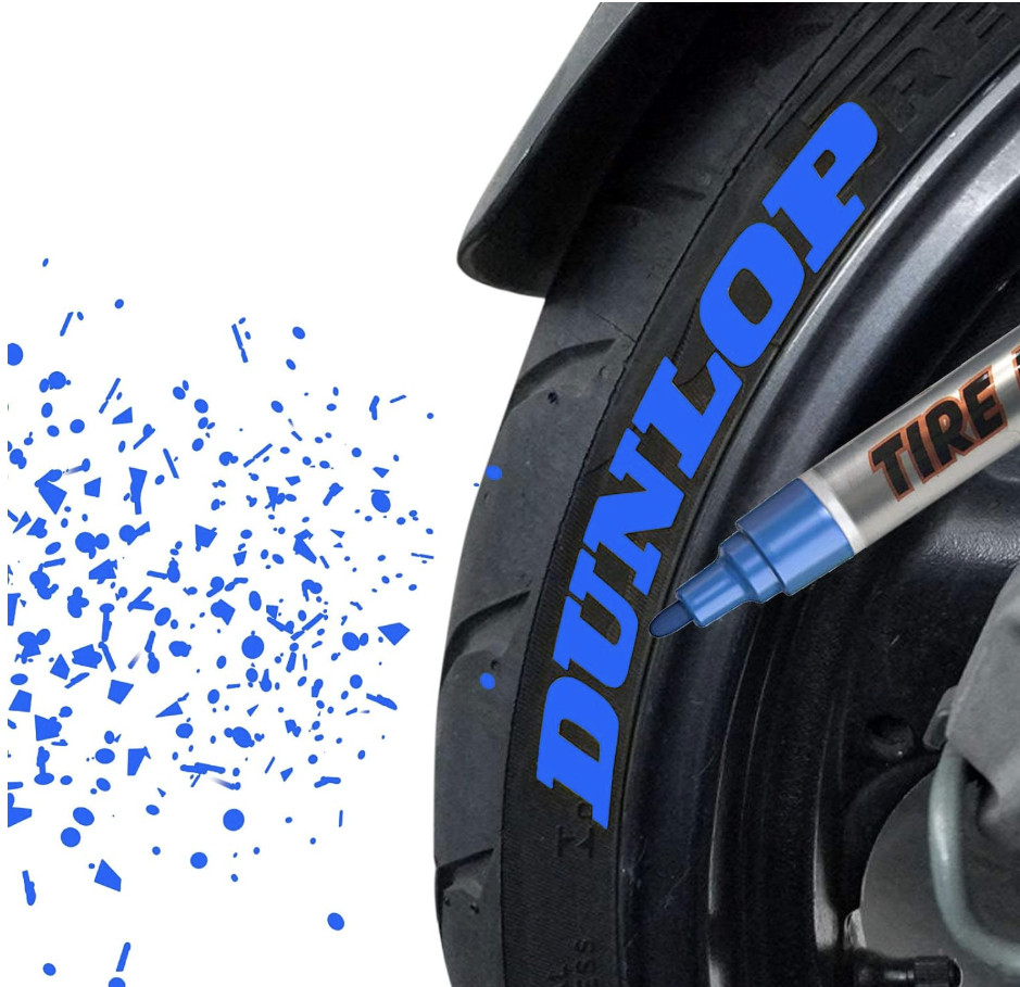 6-PACK BLUE Tire Lettering Paint Marker Pen,Waterproof Permanent Automotive