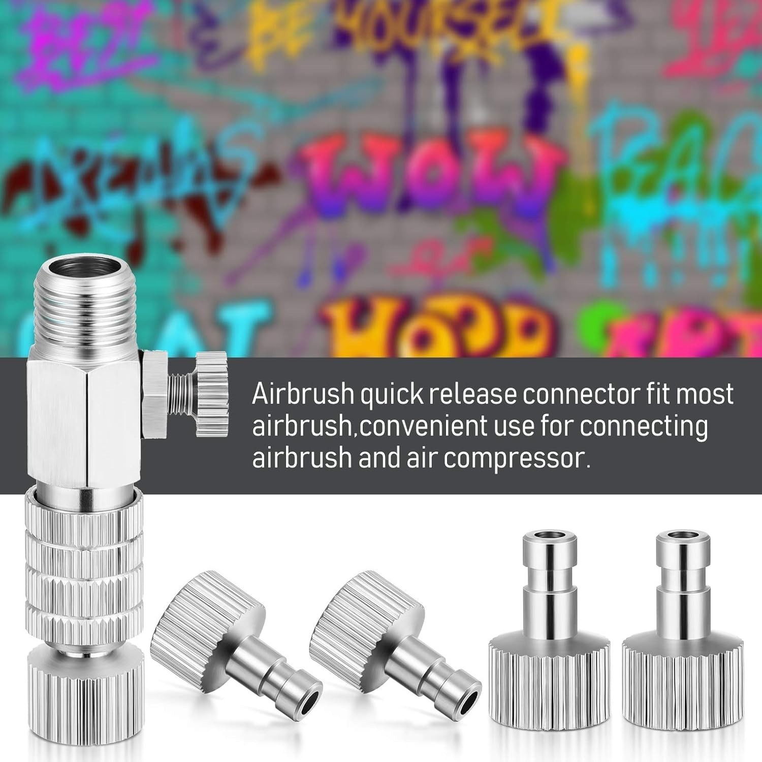 5 Pcs Airbrush Quick Disconnect Coupler Release Fitting Adapter Kit 1/8 Inch