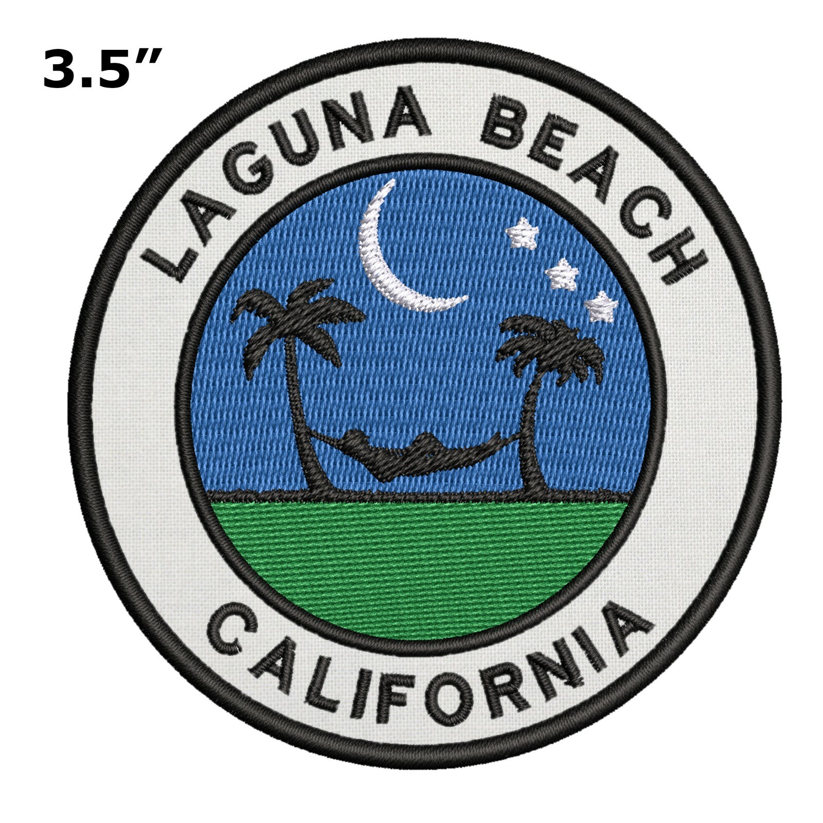 Laguna Beach California Patch Embroidered Iron-On Applique Moon Stars Palm Trees