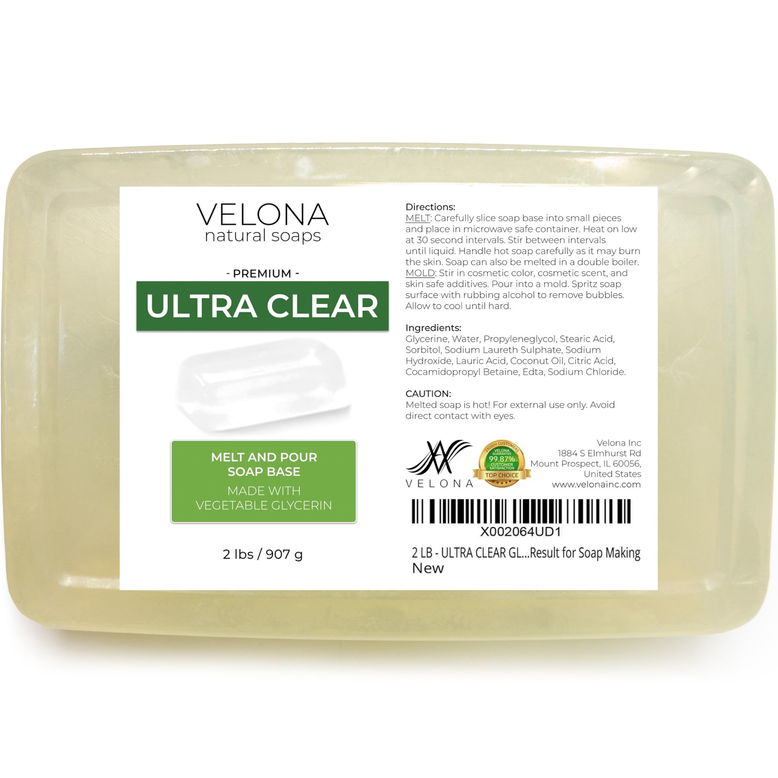 velona 2 LB – Ultra Clear Glycerin Soap Base Melt and 32 Ounce (Pack of 1)
