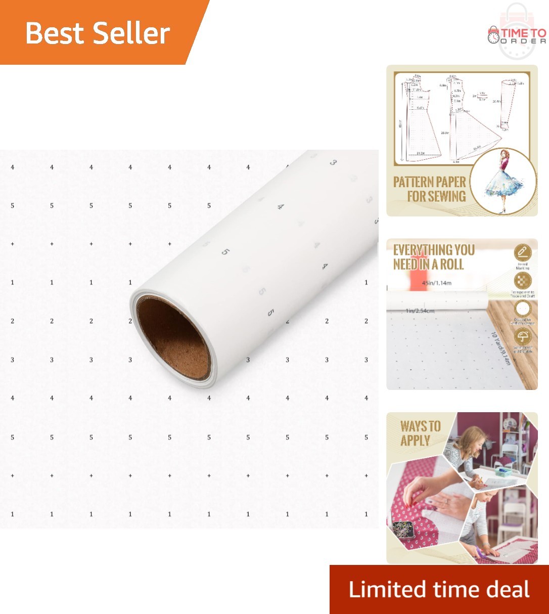 Sewing Pattern Dotted Paper 45X10 Yards Tracing for Dressmaking Crafting