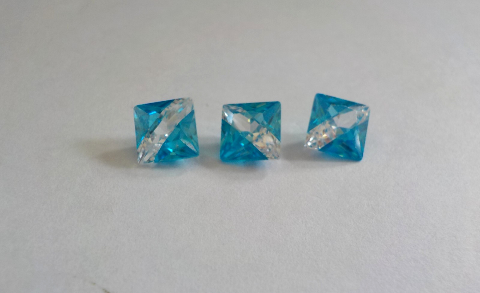 Square 6mm Clear Blue No Hole Stone Cubic Zirconia (12 Loose) Jewelry Making